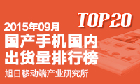 2015年09月國產(chǎn)手機(jī)國內(nèi)出貨量排行榜