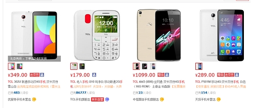 TCL手機(jī)跌出京東銷(xiāo)售排行榜 知名度低買(mǎi)者少