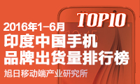 2016年01-06月印度中國手機品牌出貨量排行榜