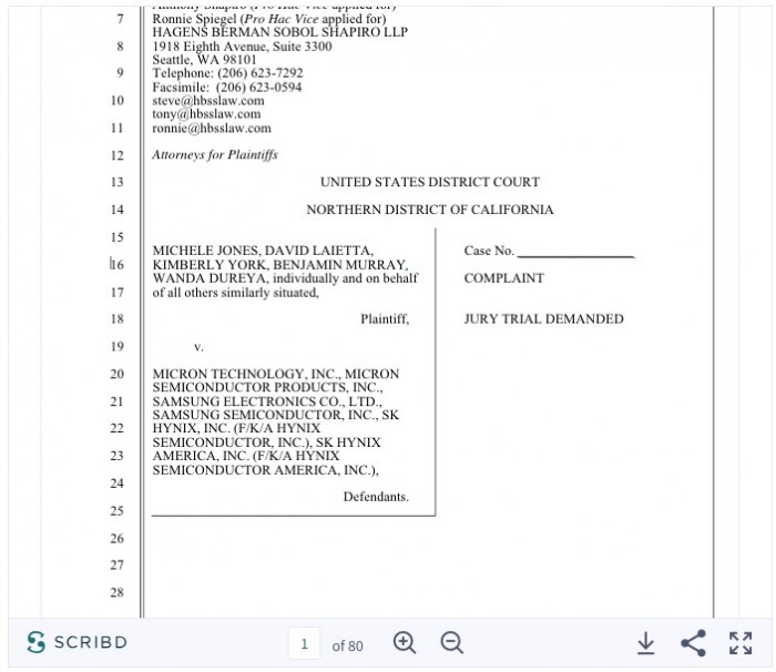 三星、海力士等涉嫌串謀操縱芯片價格 被提起集體訴訟