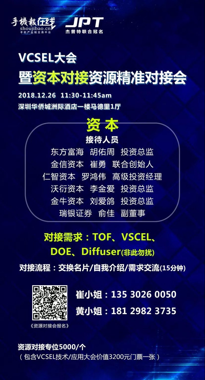 年終大戲:華為/OPPO/歐菲科技/奧比中光/顥天光電/資本等資源精準對接會(杰普特聯(lián)合冠名)