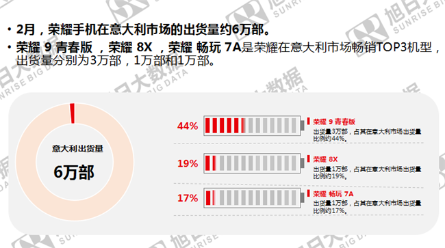 榮耀手機(jī)全球市場(chǎng)表現(xiàn)(2019年2月)