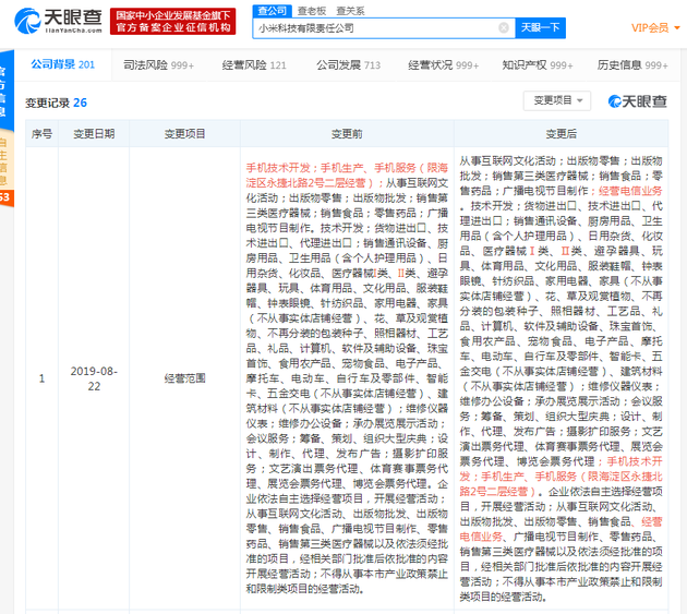 小米科技新增電信業(yè)務(wù)