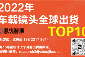 2022年度車載鏡頭全球出貨TOP10，五家中國(guó)企業(yè)登榜搶份額